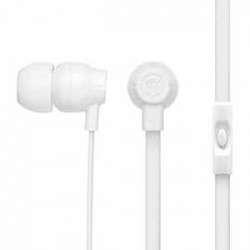 Wicked | Wicked Audio Drive 750cc Earbud w/Mic - White. Wired Earbud. Mic and Track Control. 3 Cushion Pairs - Small, Medium, Large. Flat Cord. 45-de
