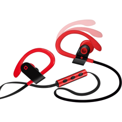 SBS | SBS Runway Light - Bluetooth Kopfhörer mit Ohrbügel (In-ear, Schwarz/Rot)