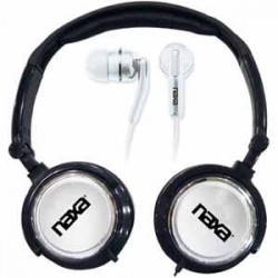 Naxa | Naxa DJZ Ultra Super Bass Stereo Headphones + Earphones (2-in-1 Combo) - Silver