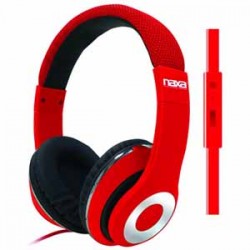 Over-ear Headphones | Naxa Backspin Pro Headphones with Microphone - Red