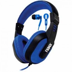 Over-Ear-Kopfhörer | Naxa DJZ Ultra Plus Headphones + Earphones Combo - Blue