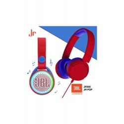 JR300 Kırmızı Kulak Üstü Çocuk Kulaklığı ve JR Pop Kırmızı Hoparlör Seti