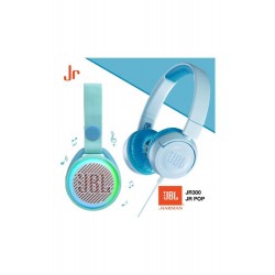JBL | JR300 Açık Mavi Kulak Üstü Çocuk Kulaklığı ve JR Pop Açık Mavi Hoparlör Seti