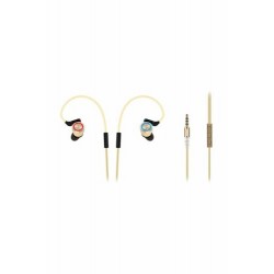 Spor Kulaklığı | SN-J8 ELEGANT Mobil Telefon Uyumlu Metal Kulak içi Gold Mikrofonlu Kulaklık