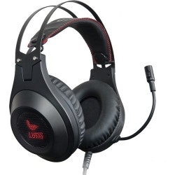 Gaming Headsets | Rampage Lunatic 7.1 Surround Metal Ultra Kırmızı LED Siyah Profesyonel Oyuncu Kulaklığı + Gaming Mouse Pad