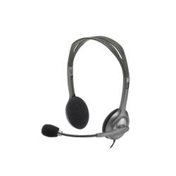 Kopfhörer mit Mikrofon | LOGITECH H111 - PC Headset (Kabelgebunden, Binaural, On-ear, Grau)