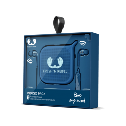 FRESH N REBEL Gift Pack Rockbox Pebble + Ecouteurs sans fil Vibe Indigo (8GIFT05IN)