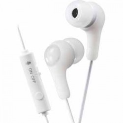 JVC HAFX7GW White Gaming Gumy White In-line remote/mic S/M/L silcone earpieces