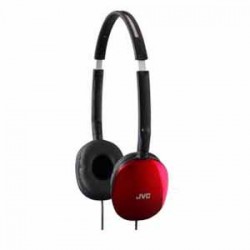 JVC Flats Slim, Compact On-Ear Headphones - Red