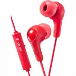 JVC HAFX7GR Red Gaming Gumy Red In-line remote/mic S/M/L silcone earpieces