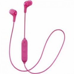 Headphones | JVC Gumy BT IE HAFX9BTP Pink, Blue-tooth 5-Hour Battery In-line 3-button rem/mic
