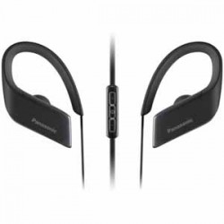 In-ear Headphones | Panasonic WINGS™ Wireless Bluetooth® Sport Clips with Mic + Controller with Travel Pouch, Water Resistant - Black