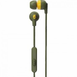 Skullcandy Ink''d + Wired Olive Call and Track Control Microphone, Noise Isolating Fit S2IMY-M687