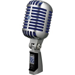 Shure | Shure Super 55 Supercardioid Dynamic Microphone (Chrome with Blue Foam)