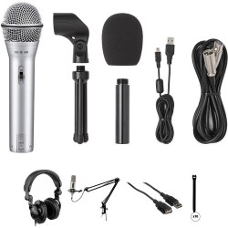 Samson | Samson Q2U Recording & Podcasting Kit with Microphone, Crane Arm, Cables, and Straps