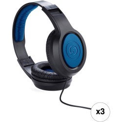 Samson SR350 Over-Ear Stereo Headphones Kit (Special Edition Blue, 3-Pack)