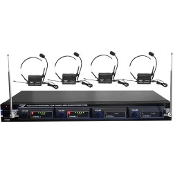 Pyle Pro PDWM4400 4-Mic VHF Wireless Rack Mount Microphone System
