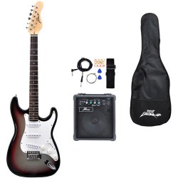 Pyle Pro Beginners Electric Guitar Kit with Amplifier & Accessories (Grey)