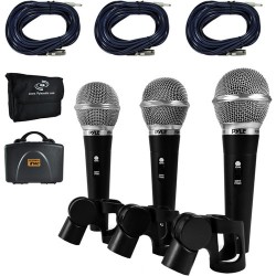 Pyle Pro | Pyle Pro Dynamic Handheld Microphone Kit with XLR Cables (3-Pack)