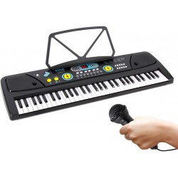 Pyle Pro Portable 61-Key Electronic Karaoke Keyboard with Mic (Rechargeable, Black)