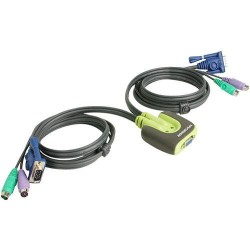 IOGEAR | IOGEAR 2-Port MiniView PS2 Micro KVM switch with Built-in 6' Cable