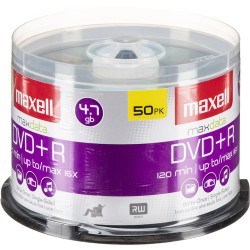 Maxell DVD+R 4.7GB, 16x, Write-Once Recordable Disc (Spindle Pack of 50)