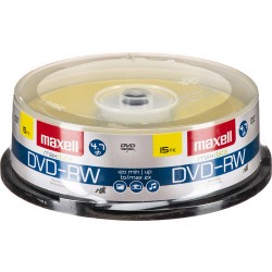 MAXELL | Maxell DVD-RW 4.7GB Rewritable 2x Recordable DVD Disc (Spindle Pack of 15)