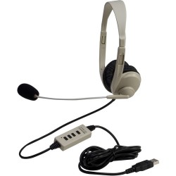 Mikrofonos fejhallgató | Califone Multimedia Stereo Headset With USB Plug (Beige) 10 Pack - Without Case