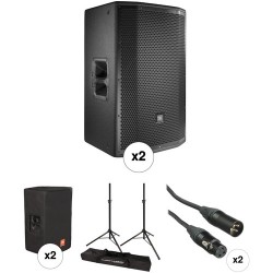 JBL PRX815W 15 Loudspeaker Pair with Stands, Covers, and Cables Kit