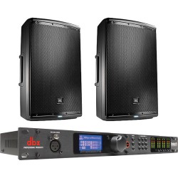 JBL Dual EON615 15 2-Way Powered Speakers & dbx DriveRack PA2 Speaker Management System