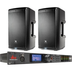 JBL Dual EON610 10 2-Way Powered Speakers & dbx DriveRack PA2 Speaker Management System
