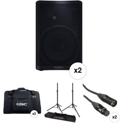 QSC CP12 Compact Loudspeakers with Bags, Stands, and Cables Kit (Pair) QSC CP12 Compact Loudspeakers with Bags, Stands, and Cables Kit (Pair)