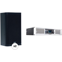 QSC E110 Speaker and Amp Kit with Two E110 Speakers and GXD4 DSP Amplifier