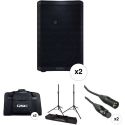 QSC CP8 Compact Loudspeakers with Bags, Stands, and Cables Kit (Pair) QSC CP8 Compact Loudspeakers with Bags, Stands, and Cables Kit (Pair)