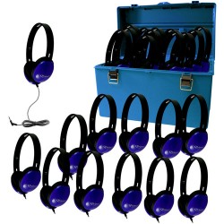 Kids' Headphones | HamiltonBuhl Lab Pack of Primo Student Headphones (Set of 24, Blue)
