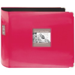 Pioneer Photo Albums T-12JF 12x12 3-Ring Binder Sewn Leatherette Silver  Tone Corner Scrapbook (Pink)