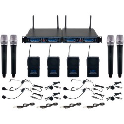 VocoPro | VocoPro UDH-4-Ultra Four-Channel UHF System with Handheld Mics, Bodypack with Headsets & Lav Mics