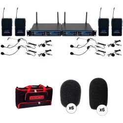 VocoPro UDH-Play 4 Four-Channel UHF Headset and Lapel Wireless Microphone Kit