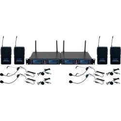 VocoPro UDH-PLAY 4 - Four-Channel UHF Headset and Lapel Wireless Microphone Package