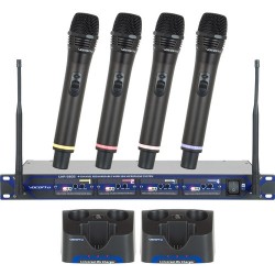VocoPro | VocoPro UHF-5805-9 Professional Rechargeable 4-Channel UHF Wireless Handheld Mic System (9A, 9B, 9C, and 9D Bands)