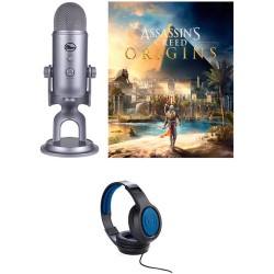 Blue Yeti USB Microphone Kit with Assassin's Creed Origins and Over-Ear Headphones