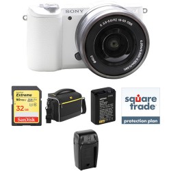 Sony Alpha a5100 Mirrorless Digital Camera with 16-50mm Lens Deluxe Kit (White)
