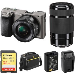 Sony Alpha a6000 Mirrorless Digital Camera with 16-50mm and 55-210mm Lenses and Free Accessory Kit (Graphite)