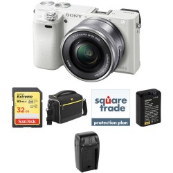 Sony Alpha a6000 Mirrorless Digital Camera with 16-50mm Lens Deluxe Kit (White)