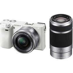 Sony Alpha a6000 Mirrorless Digital Camera with 16-50mm and 55-210mm Lenses Kit (White)