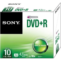 Sony DVD+R 4.7GB Recordable Media Slim Case (10-Pack)