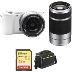 Sony Alpha a5100 Mirrorless Digital Camera with 16-50mm and 55-210mm Lenses and Accessories Kit (White)