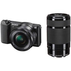 Sony Alpha a5100 Mirrorless Digital Camera Kit with Black 16-50mm and 55-210mm Lenses (Black)