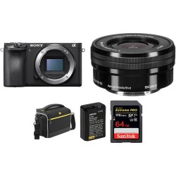 Sony Alpha a6500 Mirrorless Digital Camera with 16-50mm Lens and Free Accessory Kit