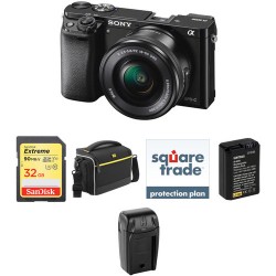 Sony Alpha a6000 Mirrorless Digital Camera with 16-50mm Lens Deluxe Kit (Black)